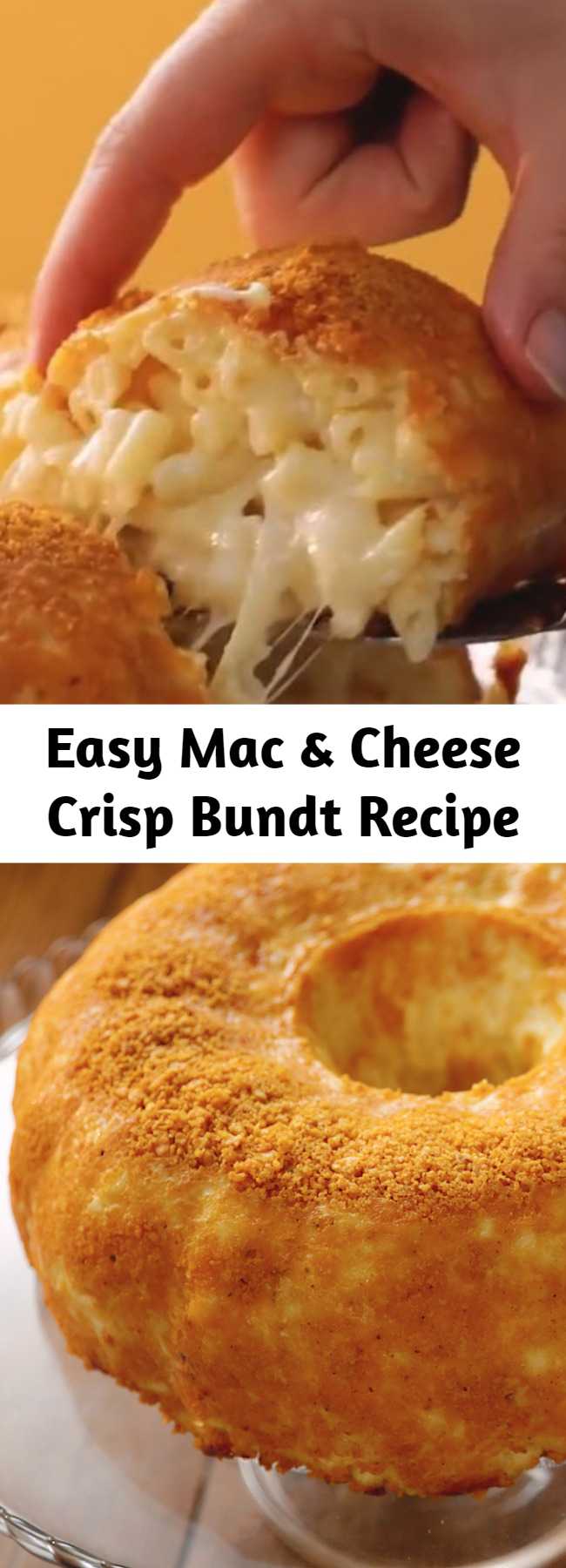 Easy Mac & Cheese Crisp Bundt Recipe - For all the savoury lovers out there, we've made your perfect birthday cake! Mac and cheese with an extra layer of cheese surrounded in a crispy Dorito shell... Talk about a perfect cake.