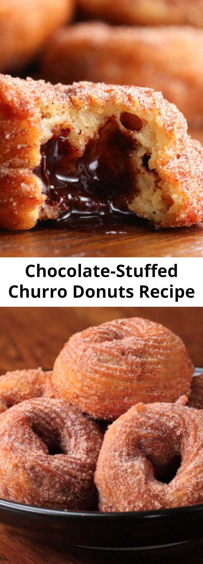 Chocolate-Stuffed Churro Donuts Recipe - This is a super cool recipe. Super fun and delicious 😋