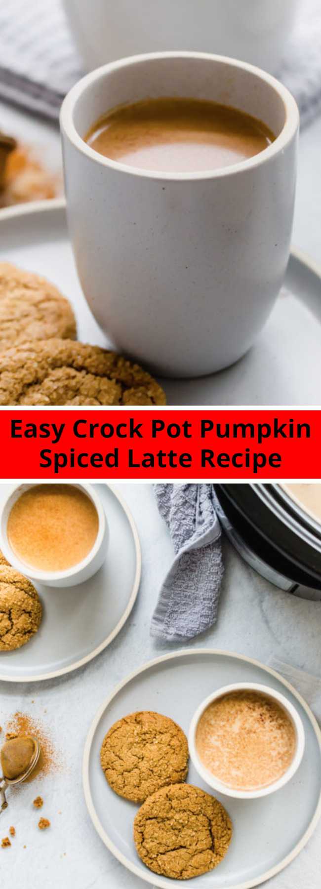 Easy Crock Pot Pumpkin Spiced Latte Recipe - This homemade Crock Pot Pumpkin Spice Latte is EASY to make and is my go-to drink when entertaining in the fall or winter. It’s made with REAL ingredients from your pantry and everyone loves it and is amazed that it’s made in a slow cooker.