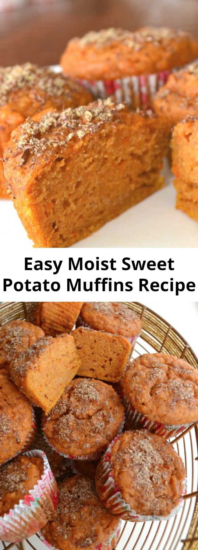 Easy Moist Sweet Potato Muffins Recipe - These sweet potato muffins are extremely moist, packed with nutrients, and DELICIOUS! You can feel good about feeding them to your family for breakfast or for a snack.