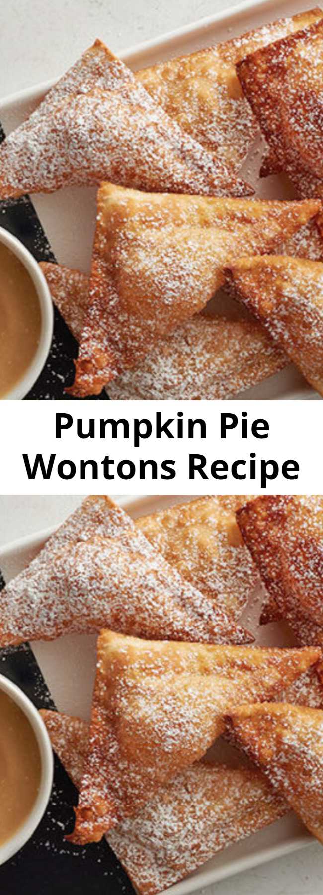 Pumpkin Pie Wontons Recipe - Magical pumpkin pie-flavored deep-fried goodness with a creamy maple dip on the side.