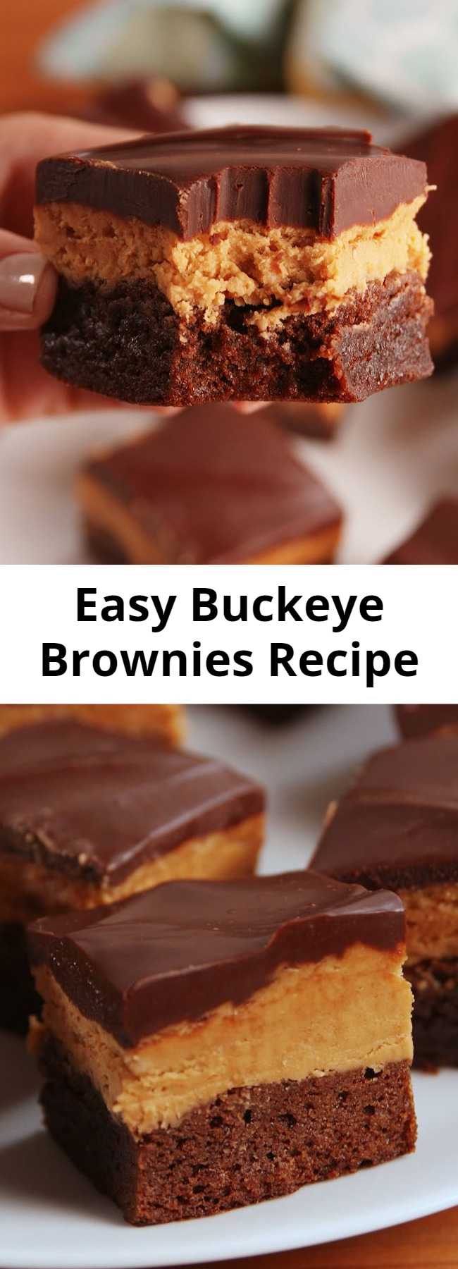 Easy Buckeye Brownies Recipe - It's chocolate and peanut butter. What more could you want?