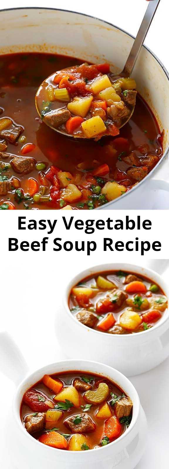 Easy Vegetable Beef Soup Recipe - This vegetable beef soup recipe is a classic — full of tender steak, lots of veggies, and delicious flavor! Especially on freezing cold winter days, it always hits the spot.