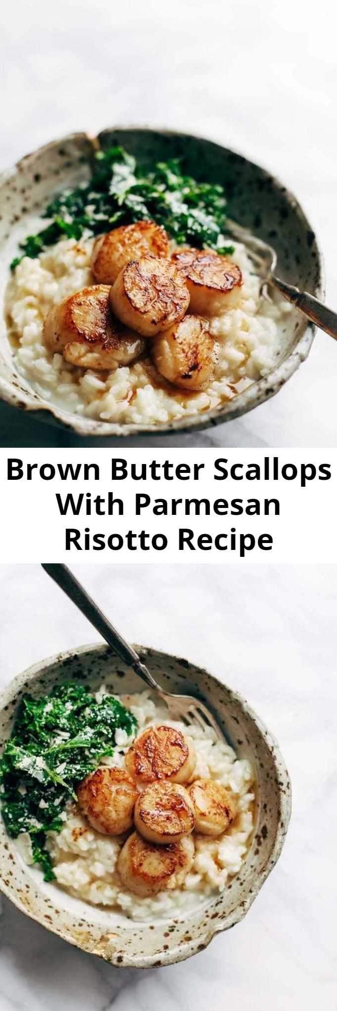 Brown Butter Scallops With Parmesan Risotto Recipe - Brown Butter Scallops with Parmesan Risotto! So Luscious! So Fancy! A cozy, romantic recipe that feels like a fancy restaurant meal at home!. Say hello to this delicious meal!