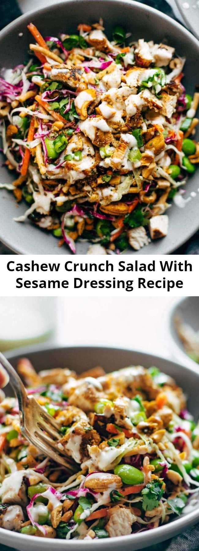 Cashew Crunch Salad With Sesame Dressing Recipe - Cashew Crunch Salad with Sesame Dressing – this is the healthy summer recipe that makes me ACTUALLY WANT TO EAT A SALAD. #healthy #summer #healthysummerrecipe #salad #cashew