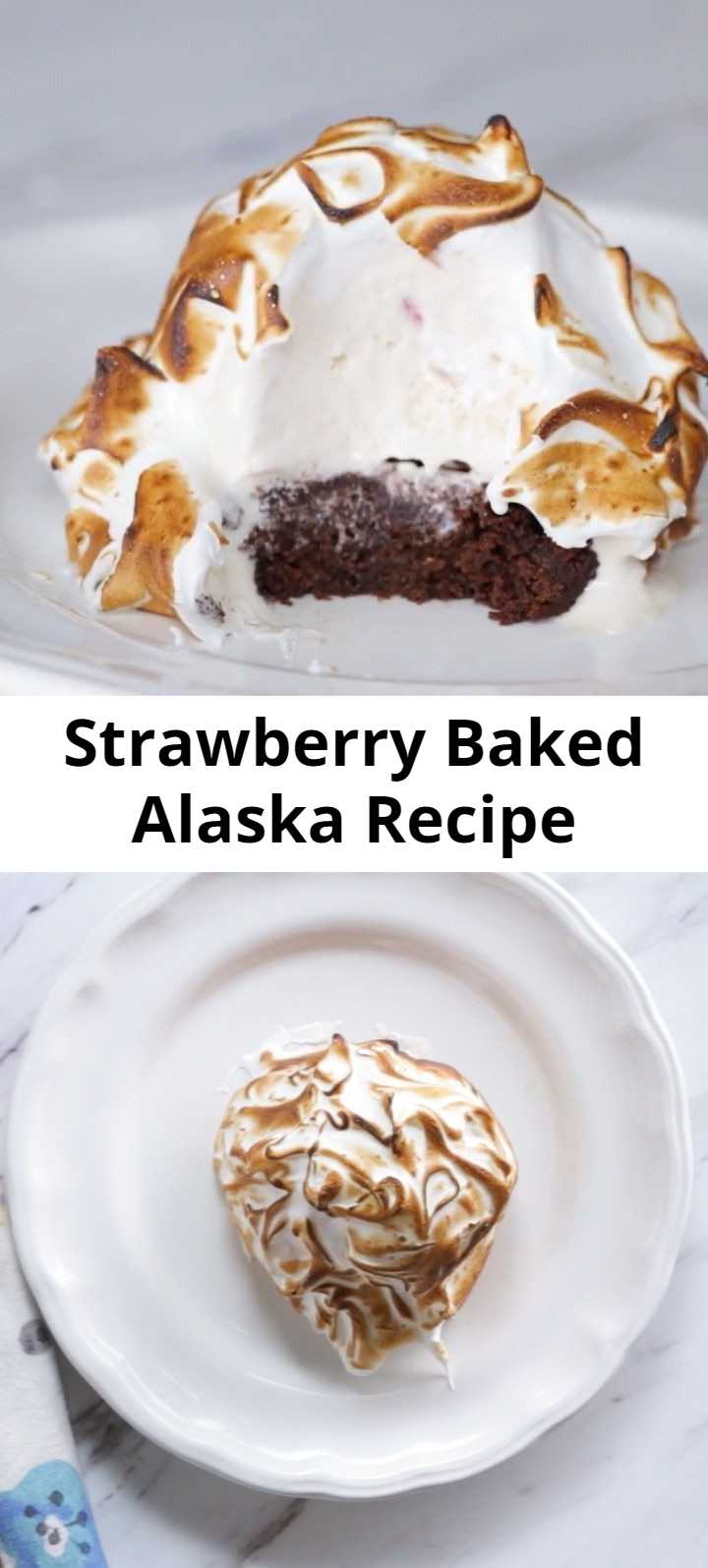 Strawberry Baked Alaska Recipe - Made with fresh fruit, this creamy dessert is berry delicious. A brownie base and a toasted cream top makes it easy to impress with this dish.