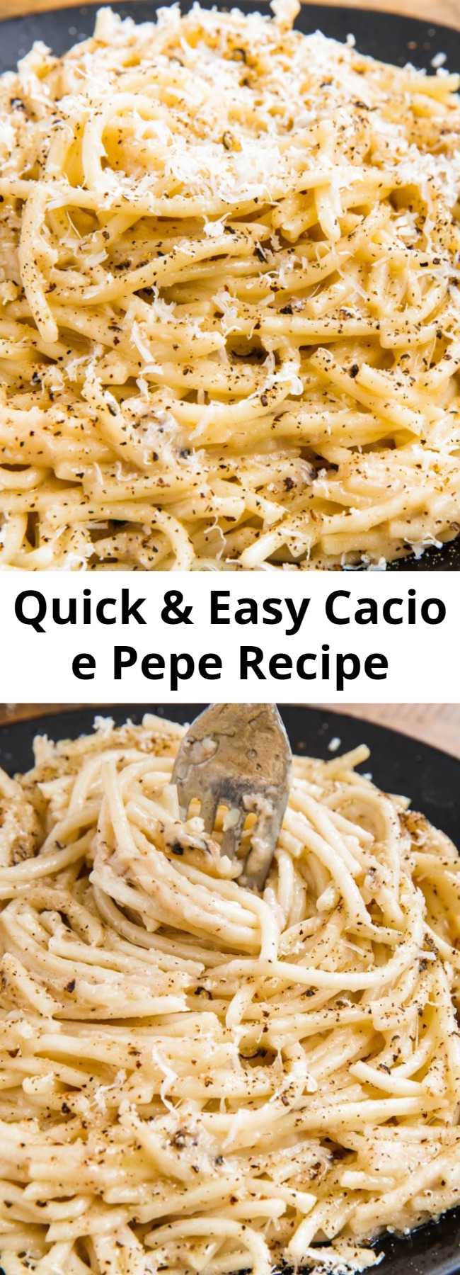Quick & Easy Cacio e Pepe Recipe - Cacio e pepe literally translates to “cheese and pepper,” and while those are the prominent flavors here, this dish is SO much more. It’s transformative. And what makes it so perfect? Its simplicity. #easy #recipe #pasta #cacio #pepe #cheese #pepper #dinner #meals #authentic