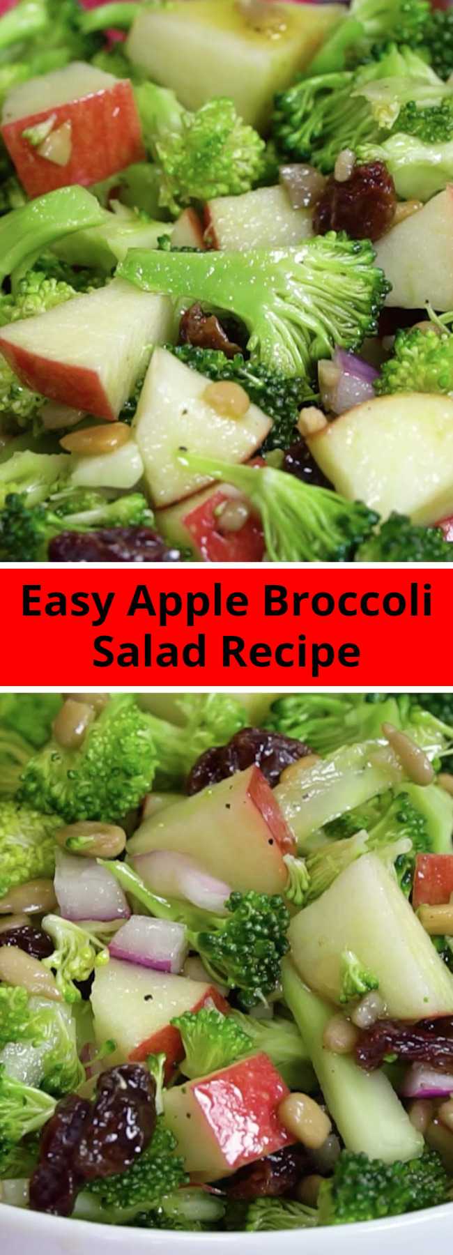 Easy Apple Broccoli Salad Recipe - Vegan Apple Broccoli Salad has everyone's favorite vegetables and fruits with a slightly sweet and tangy dressing. Easy, Healthy broccoli salad with raisins, apples and no mayo.
