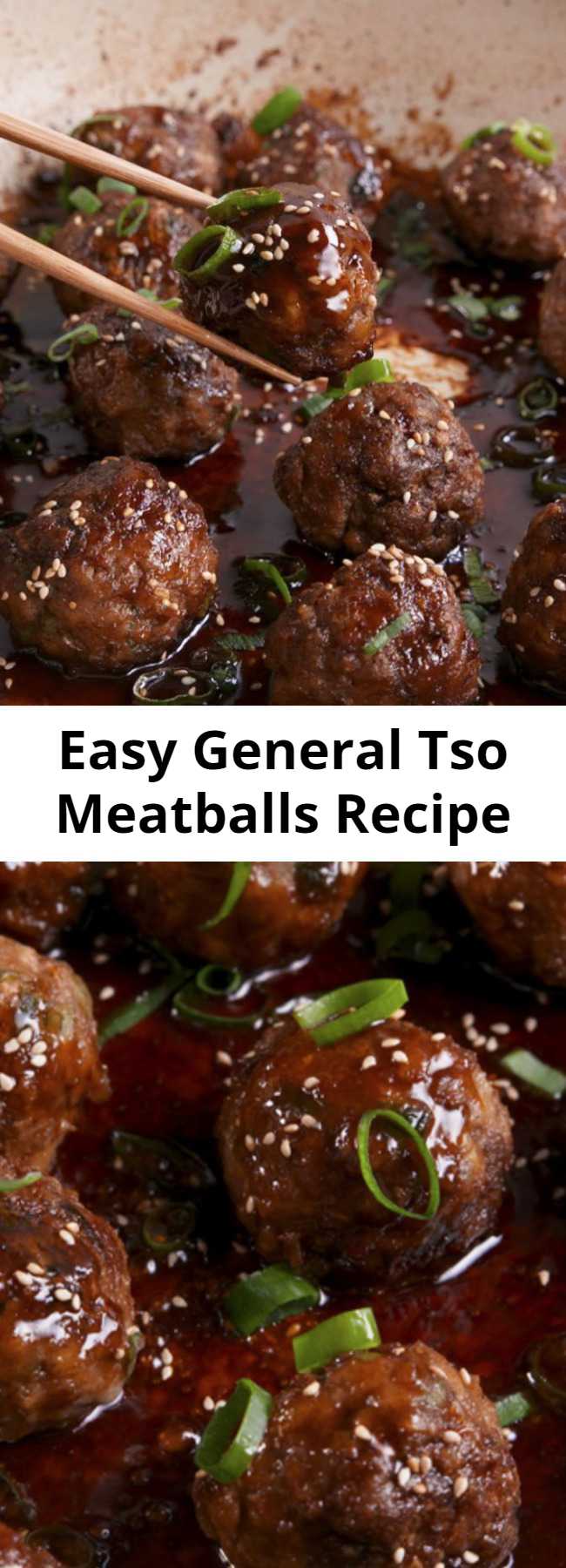 Easy General Tso Meatballs Recipe - Skip the takeout and create your own version as a meatball. #recipe #easyrecipe #easy #easydinner #dinner #dinnerrecipes #meatballs #beef #groundbeef #chinese #chinesefood
