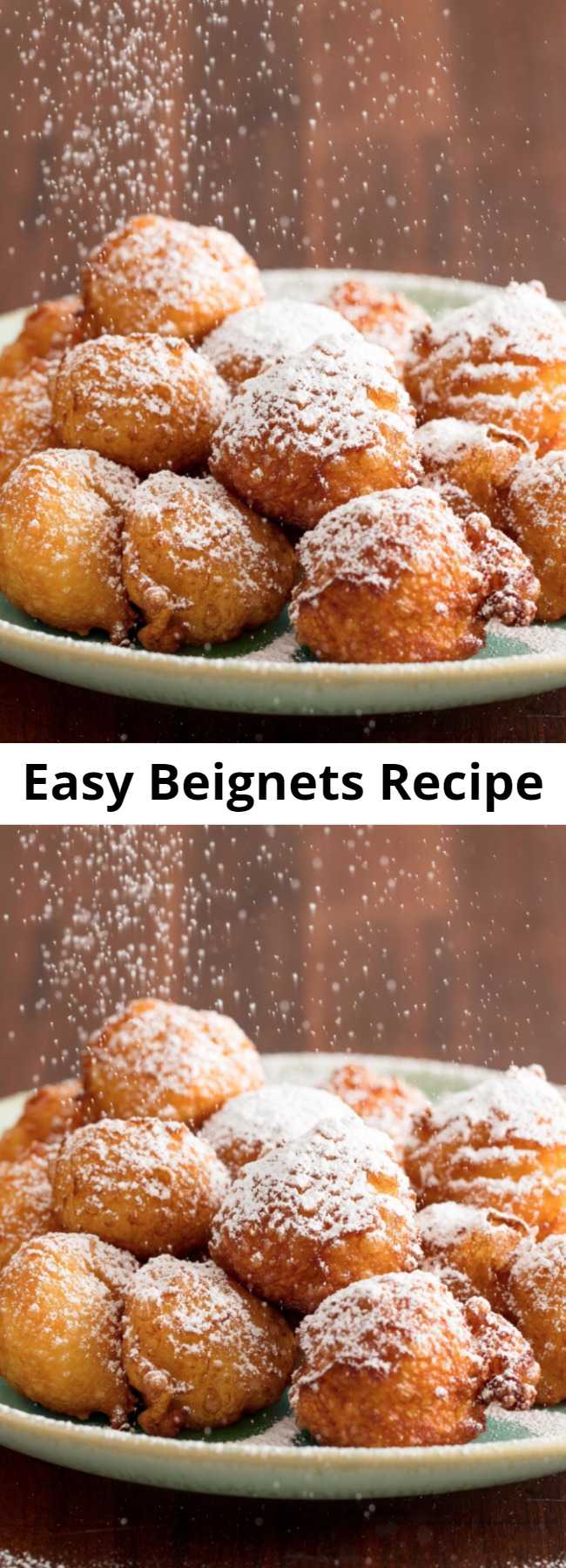 Easy Beignets Recipe - You've probably heard of beignets before because of the long lines that they draw in New Orleans. The pillow-like fried treats covered in powdered sugar are worth the trip to New Orleans alone. This easy recipe let's you skip the lines and have them at home. They have a simple batter that fries up in just a few minutes. What could be better? #easy #recipe #beignets #neworleans #cafedumonde #fry #vanilla #fried