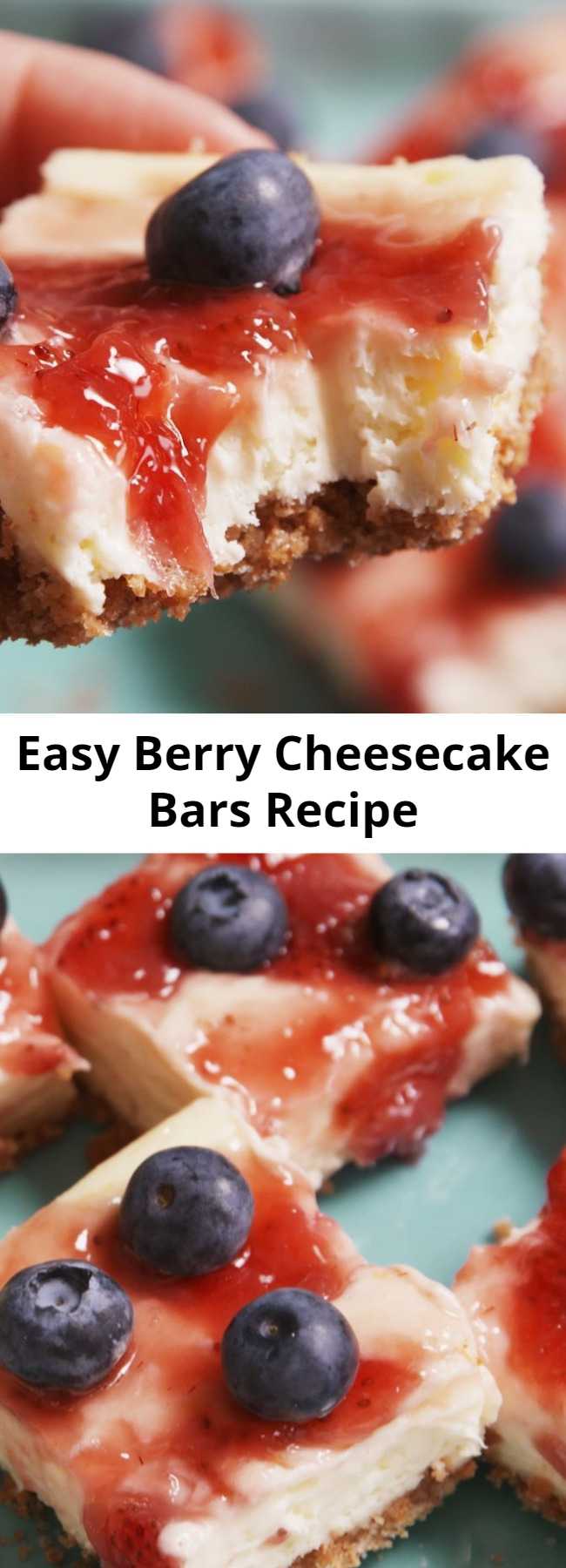Easy Berry Cheesecake Bars Recipe - Treat yourself to a piece of creamy, fruity goodness.