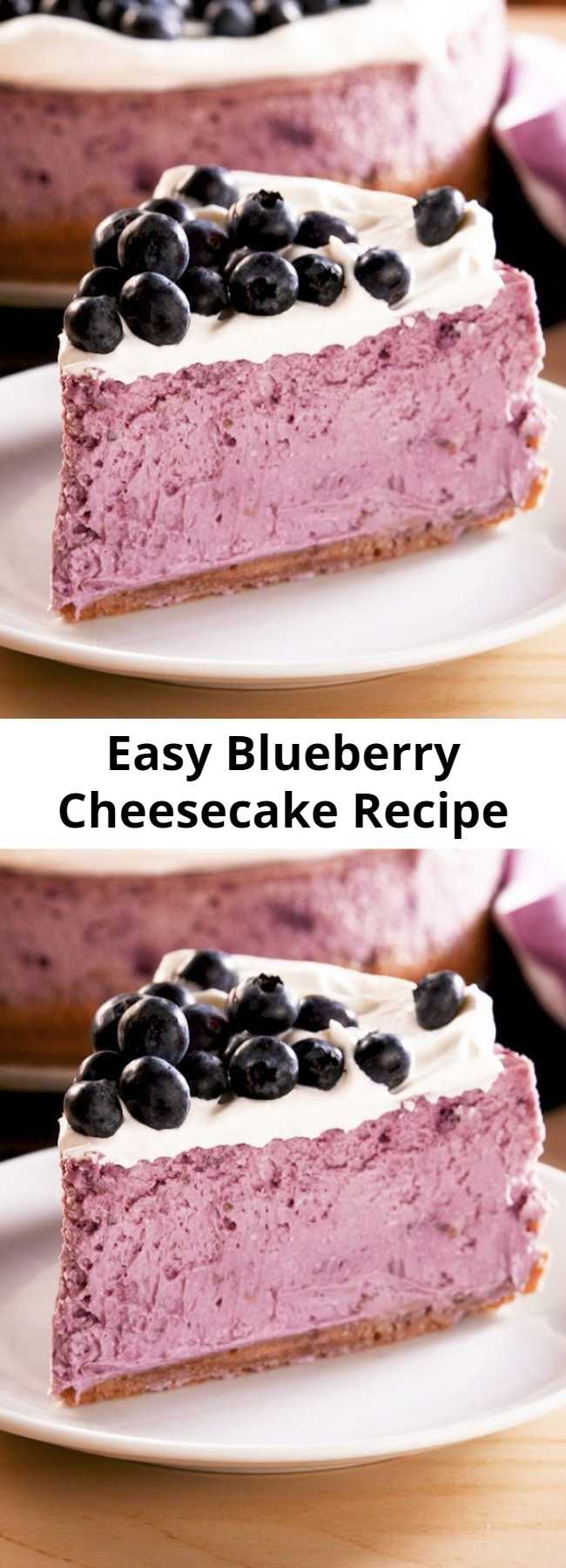 Easy Blueberry Cheesecake Recipe - Swirling blueberry puree into cheesecake batter isn't only beautiful, it's extremely delicious. 