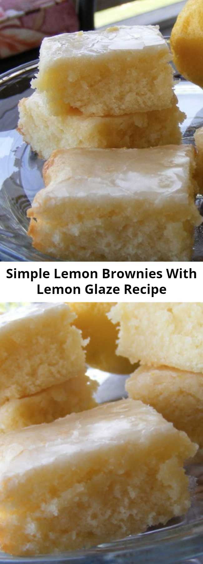 Simple Lemon Brownies With Lemon Glaze Recipe - Delicious and EASY to make Lemon Brownies with a sweet Lemon Glaze frosting that's so good you won't eat just one! Make these in minutes for your family!