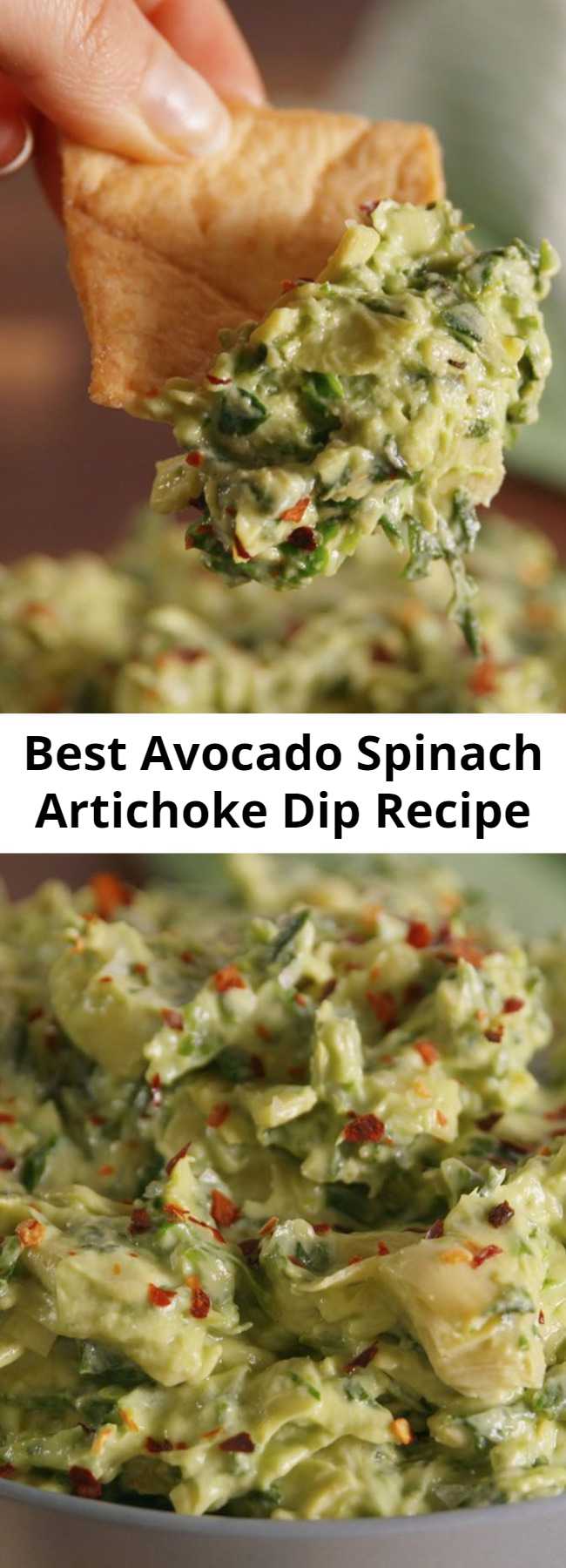 Best Avocado Spinach Artichoke Dip Recipe - Adding avocado to spinach artichoke dip is seriously life changing. The avocado adds such amazing flavor to the classic dip.