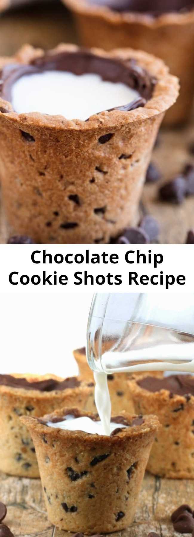 Chocolate Chip Cookie Shots Recipe - Drink your milk and cookies straight from a Chocolate Chip Cookie Shot glass! This fun dessert makes for a great party food. So much fun!