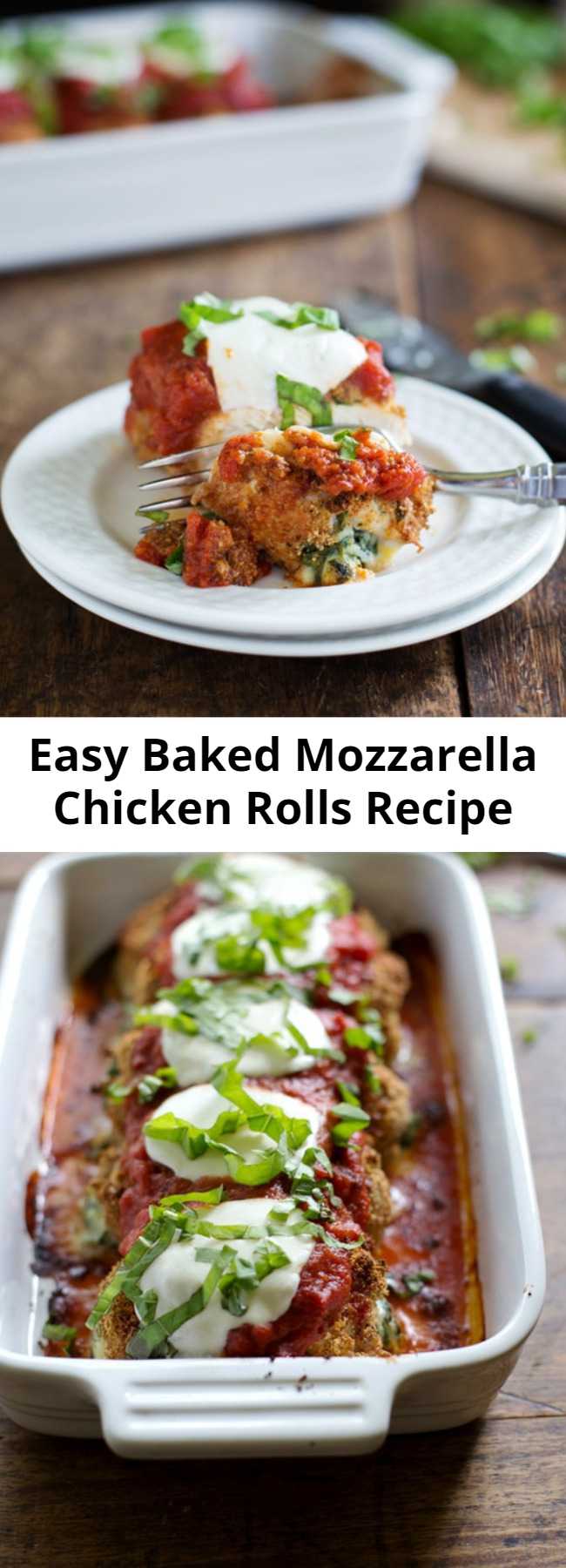 Easy Baked Mozzarella Chicken Rolls Recipe - This recipe for Baked Mozzarella Chicken Rolls is easy, delicious, and beautiful! #healthy #dinner #chickenrecipe #recipe