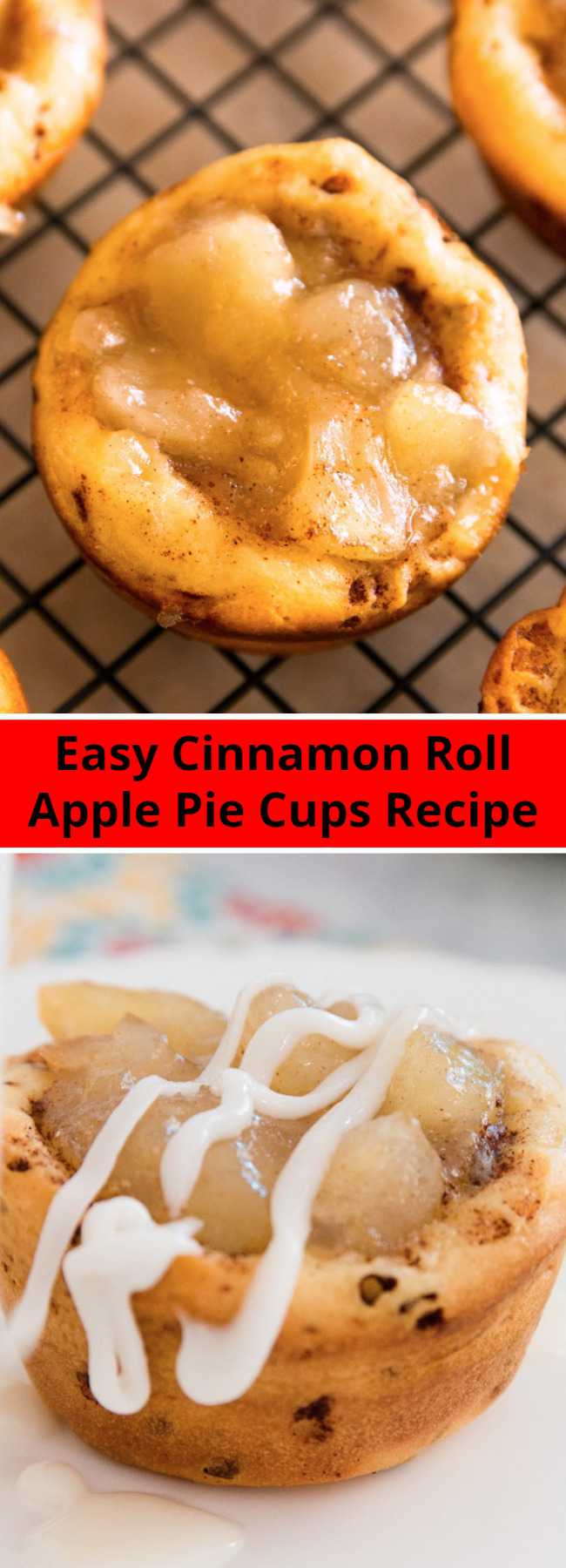 Easy Cinnamon Roll Apple Pie Cups Recipe - These Cinnamon Roll Apple Pie Cups are always a hit with their pillowy soft crust and velvety filling! This easy apple dessert needs just 3 ingredients and is ready in 25 minutes. They’re fabulous anytime and perfect for parties, potlucks and holidays!
