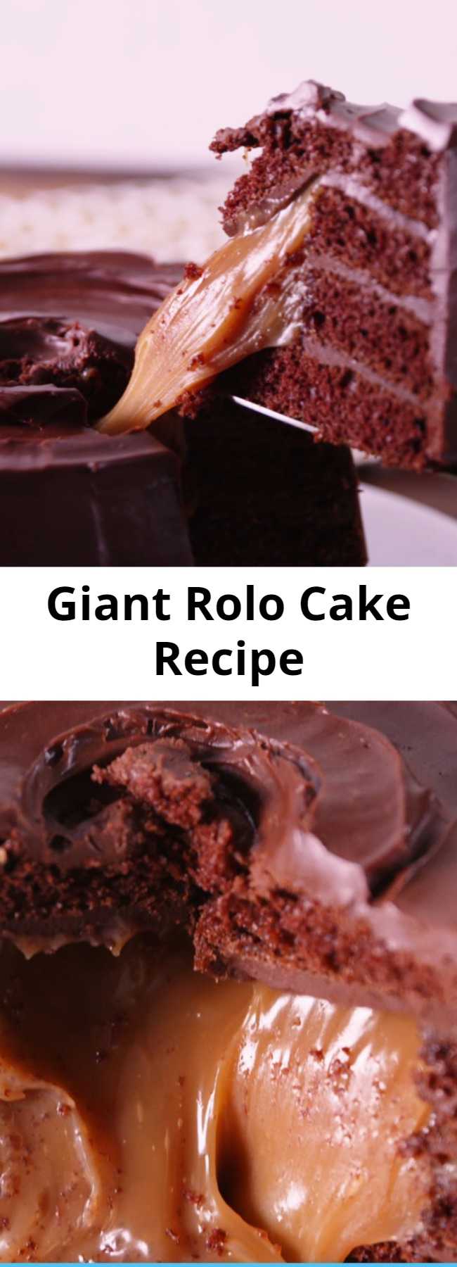 Giant Rolo Cake Recipe - Rolo lovers, try not to freak out when you see this cake.