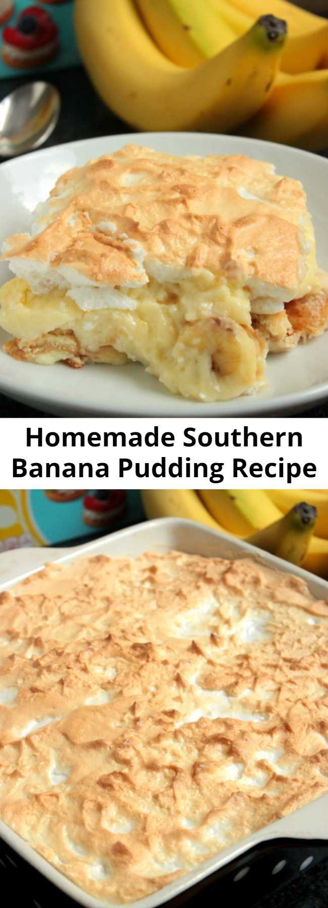 Homemade Southern Banana Pudding Recipe - Serve is hot or cold, this Homemade Southern Banana Pudding is going to be loved by all! Roasting the banana gives it a richer banana flavor too!