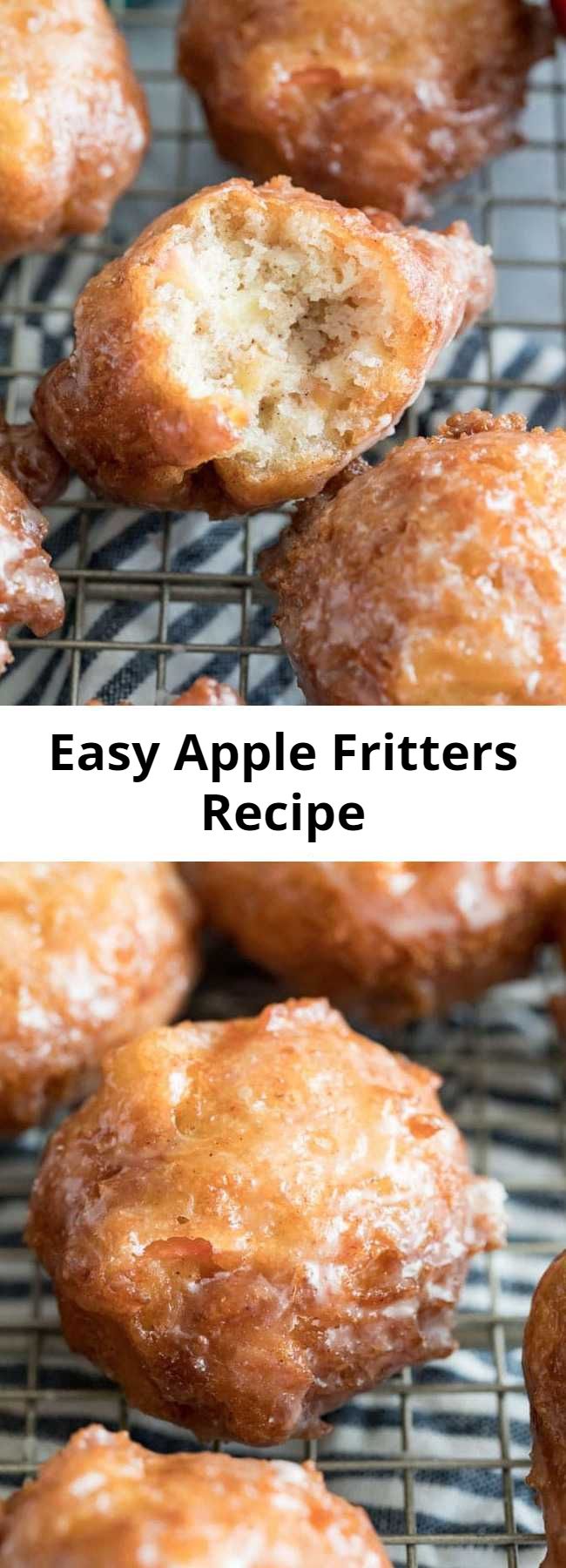 Easy Apple Fritters Recipe - Apple fritters are somewhat sweet, tender, and fluffy, and are absolutely packed with flavor. Dip them in a 3 ingredient apple cider glaze or roll them in cinnamon/sugar and enjoy! Have you ever made fried apple fritters before? Don’t be intimidated because this recipe is so simple to make at home, it require absolutely no yeast or rising!