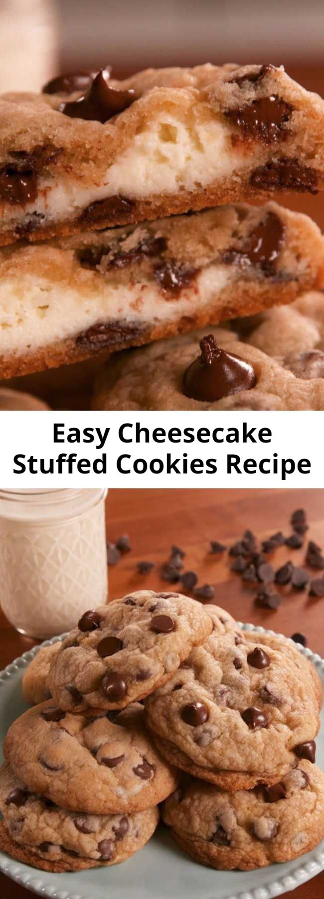 Easy Cheesecake Stuffed Cookies Recipe - Have your cheesecake and your cookie too. #food #easyrecipe #baking #dessert #cookies