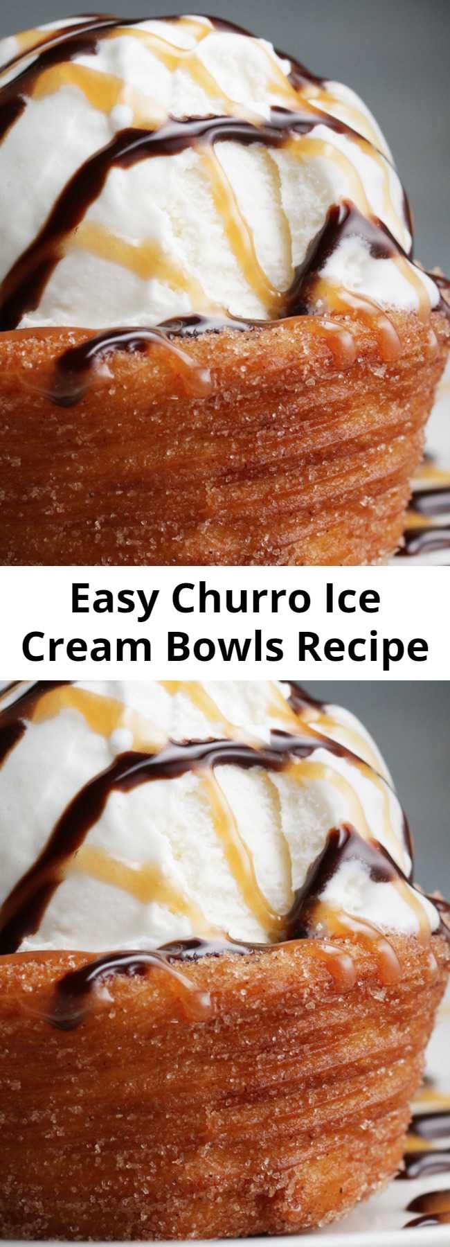 Easy Churro Ice Cream Bowls Recipe - Add a lot of cooking spray to the pan! Also make sure the churro dough is completely frozen! This was so good! Try it with horchata ice cream 🍨😋