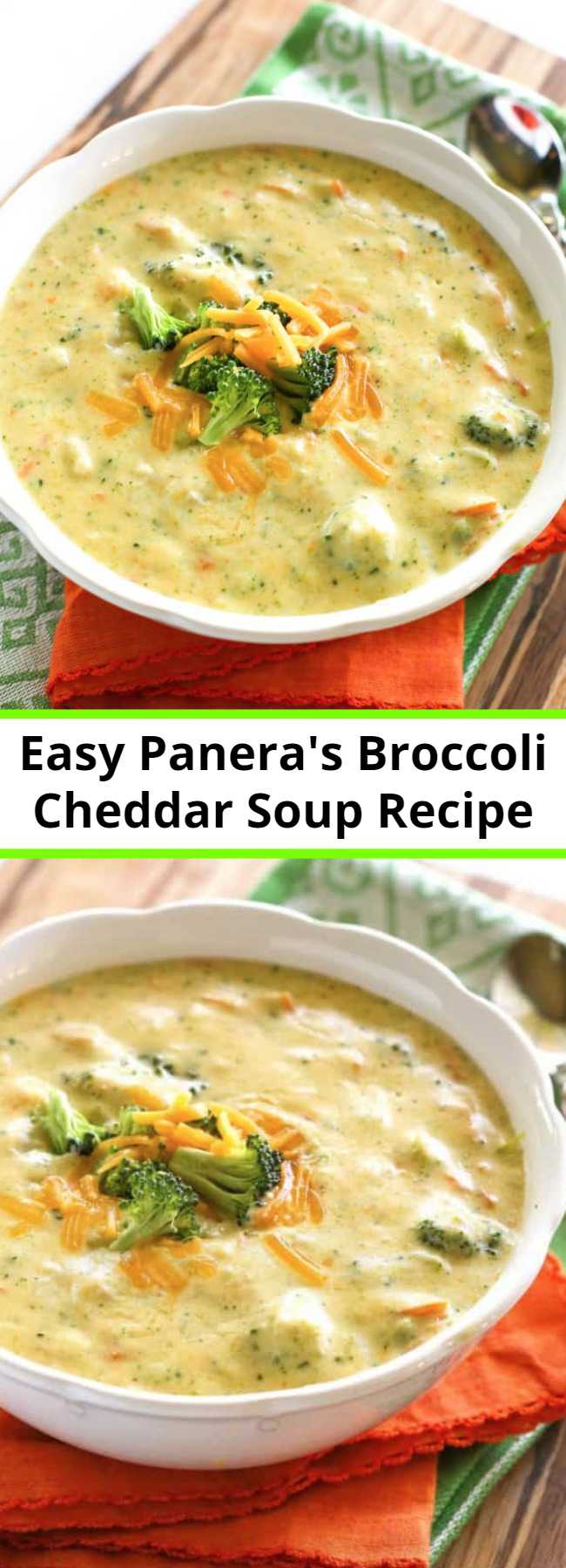 Easy Panera's Broccoli Cheddar Soup Recipe - Creamy broccoli cheddar soup is comfort food at its best and this Panera's Broccoli Cheddar Soup is an easy dinner that hits the spot.
