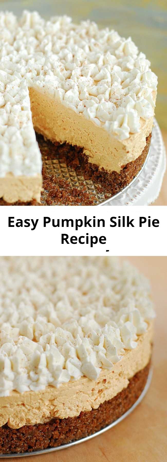 Easy Pumpkin Silk Pie Recipe - This Pumpkin Silk Pie is a delicious holiday dessert recipe that is easy to make. Pumpkin dessert recipes are perfect for holiday parties and this pie is a fun alternative to the traditional pumpkin pie.