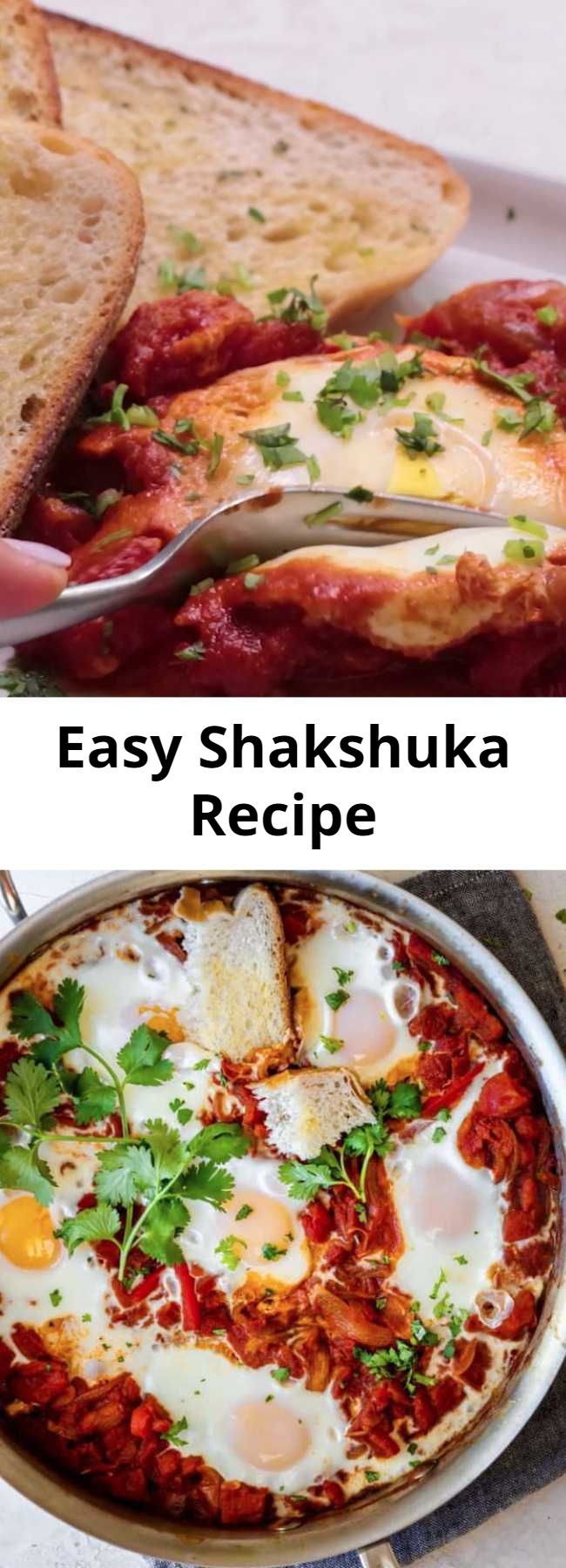 Easy Shakshuka Recipe - This Shakshuka Recipe is a popular Middle Eastern breakfast that is basically poached eggs in a spicy tomato sauce - it's vegetarian, easy and healthy! #breakfast