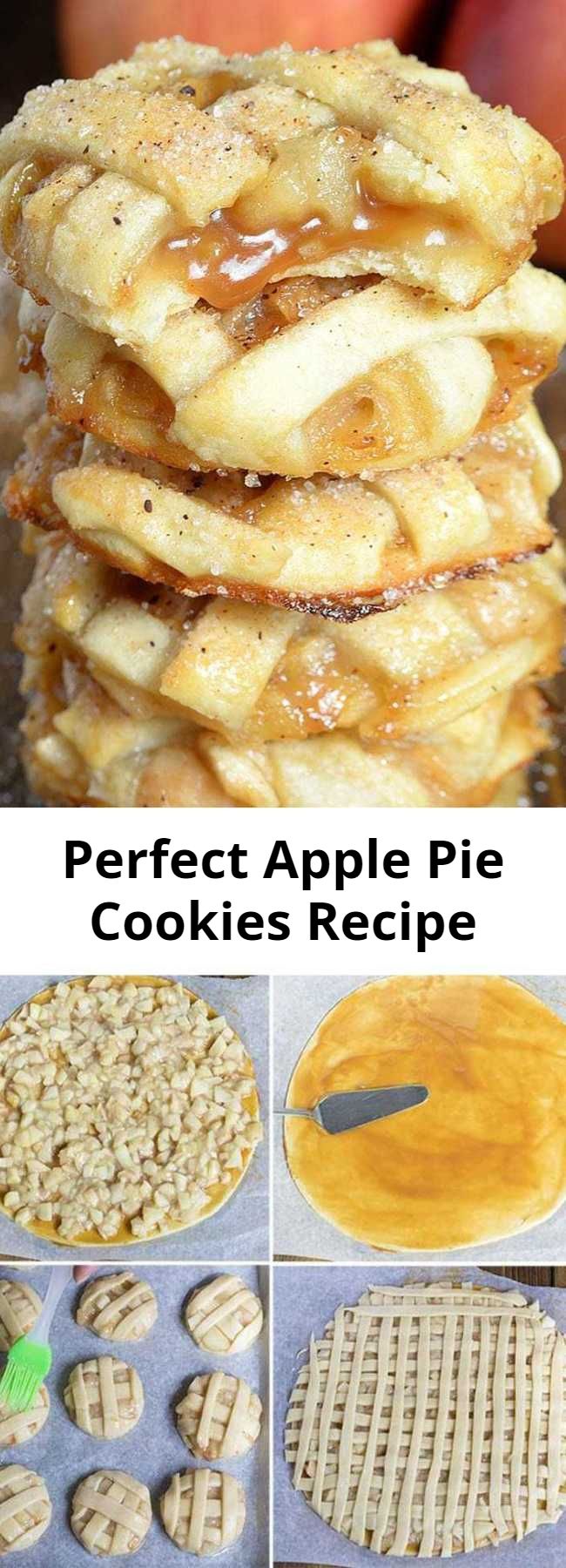 Perfect Apple Pie Cookies Recipe - Apple Pie Cookies – sticky and chewy, bite-sized caramel apple pies. Sometimes the regular old apple pie recipe is just too much dessert to handle. These gooey bites bring you the best of both worlds: the fruity-caramel flavor of traditional pie, with all of the convenience of a simple cookie recipe! (No fork required!!!)
