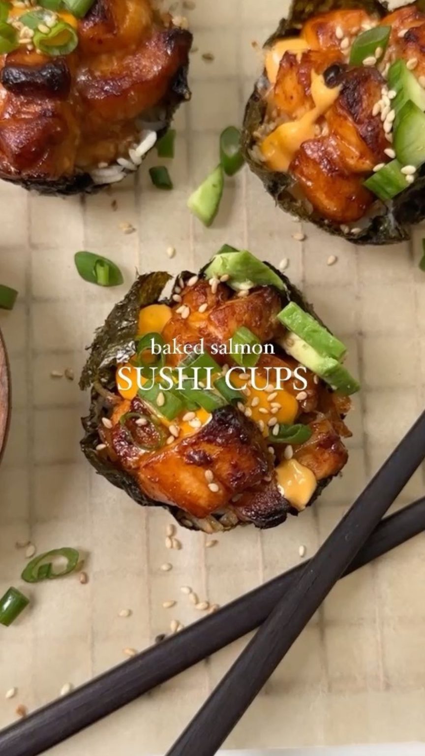 Baked Salmon Sushi Cups – 9am Chef