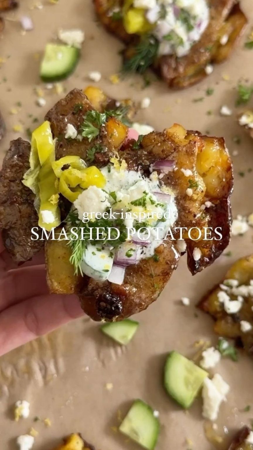 Greek Inspired Smashed Potatoes - 9am Chef