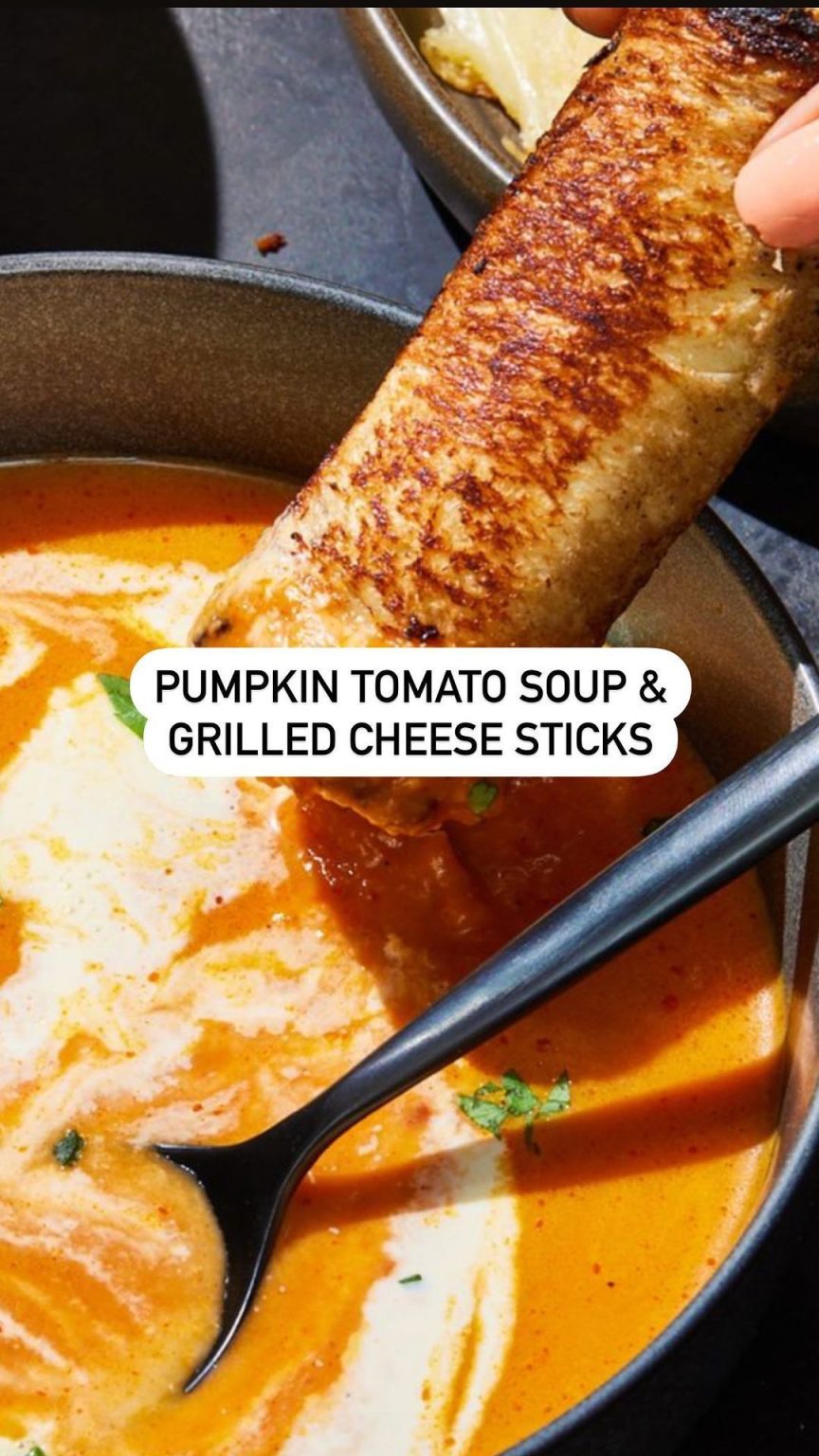 Pumpkin Tomato Soup With Grilled Swiss Cheese Sticks 9am Chef