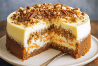 A decadent Carrot Cheesecake Recipe featuring a moist carrot cake base and creamy cheesecake topping. This Carrot Cheesecake dessert shows off a beautiful Cheesecake And Cake Layer, making it the perfect Carrot Cake Cheesecake Recipe for holidays. Garnished with nuts and cream, it’s like a Cream Cheese Carrot Cake but elevated into a rich Layered Cheesecake. Ideal for those looking for a Carrot Cake Cheesecake Recipe Easy, or fun variations like Carrot Cake Cheesecake Cupcakes baked from a Carrot Cake Recipe Homemade.