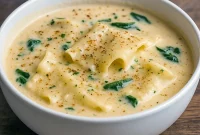 Bowl of creamy Alfredo lasagna soup topped with ricotta and parsley, perfect for Soup Buffet Ideas Parties, inspired by Award Winning Soup Recipes, hearty like Pumpkin Soup With Gorgonzola, cozy as Garlic Scape Soup, comforting as Herb Garnished Chicken Soup, and ideal for Soup Party Ideas. A must-try Fall-themed Soup Recipe for fans of Soups and dishes like Cooking Classy Tortellini Soup.