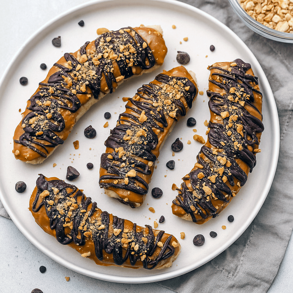 Frozen Banana Snickers made with peanut butter, dark chocolate, and peanuts – a no-bake treat perfect for Organic Eating Recipes, Healthy Fats Snacks, Lunchbox Sweet Treats, Sugar Free Low Calorie Snacks, Healthy On The Go, Sugar Free Frozen Desserts, Low Calorie Meals And Snacks, and Healthy Snacks On The Go For Adults – the ultimate Healthy Candy Bar idea.