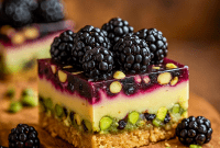 Blackberry Pistachio Dream Bars with golden crust, nutty crunch, and berry filling — a stunning pick for Fruit Bar Desserts, perfect for Easy Buffet Desserts, Signature Desserts, and even a Fancy Dessert Charcuterie Board.