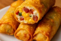 Golden crispy Roll Appetizers stuffed with jalapeño and cheese, perfect Yummy Party Appetizers and Things You Can Make With Egg Roll Wrappers. Fun Yummy Finger Food Ideas for Finger Food Meals Dinners, ideal for Appetizer And Dessert Party, Egg Roll Ideas Appetizers, Cowboy Egg Rolls, and tasty Appetizer Recipes Jalapeno.