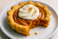 Close-up of Vegan Pumpkin Pie Cookies topped with whipped cream and cinnamon, perfect for Thanksgiving Recipes Dairy Free, Pumpkin Pie Thanksgiving, and Pumpkin Dessert Thanksgiving tables; chewy Dairy Free Pumpkin Cookies with creamy Vegan Pumpkin Pie Filling Recipe, a must-try for Dairy Free Holiday Desserts, Gluten Free Thanksgiving Recipes Dessert, and cozy Vegan Thanksgiving Dessert Recipes in Fall Food Recipes Vegetarian style.