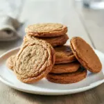A plate of Crisp Gingerbread Cookies with golden-brown edges, showing their delicate texture and festive spices — the perfect Molasses Ginger Crisps and Crunchy Ginger Snap Cookies for holiday baking.
