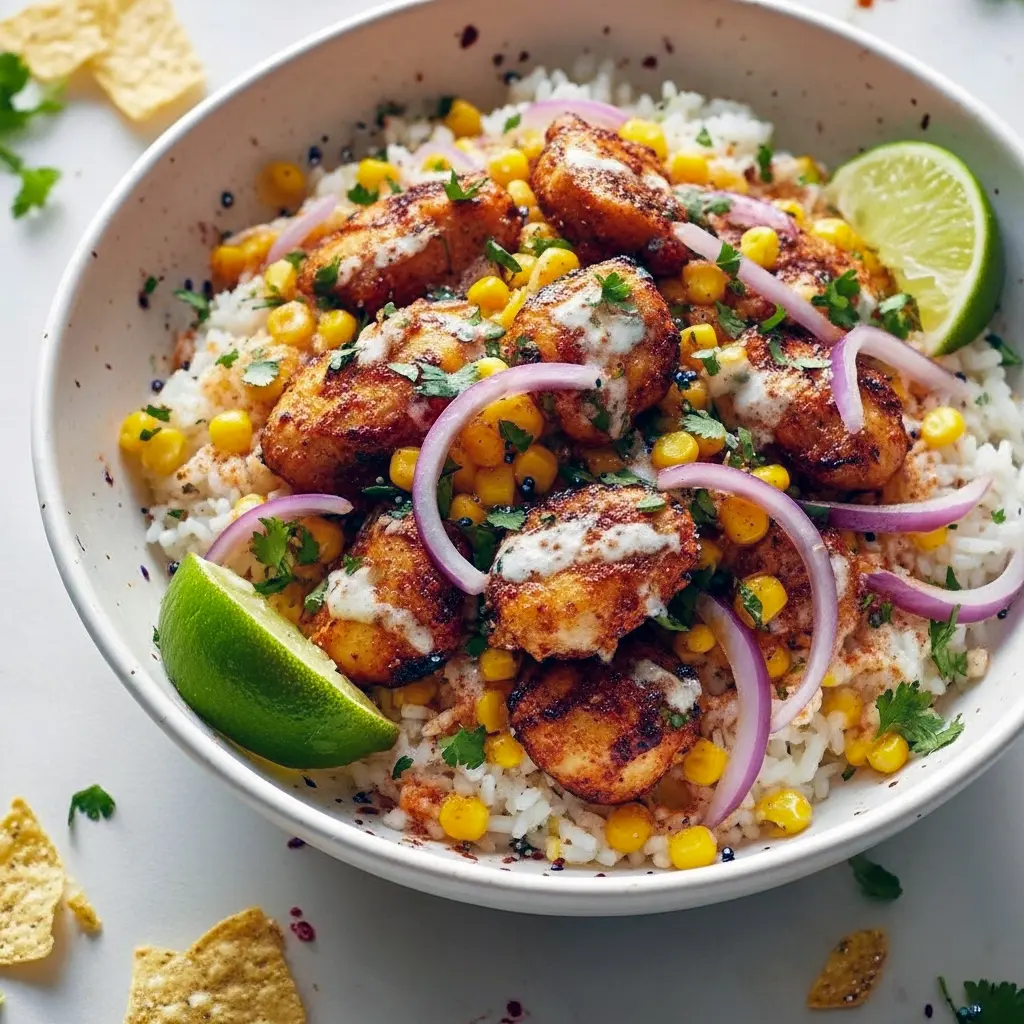 Chicken Loaded Rice Loaded Street Corn Chicken Rice Bowl β All The Taco-Bowl Vibes - 9am Chef