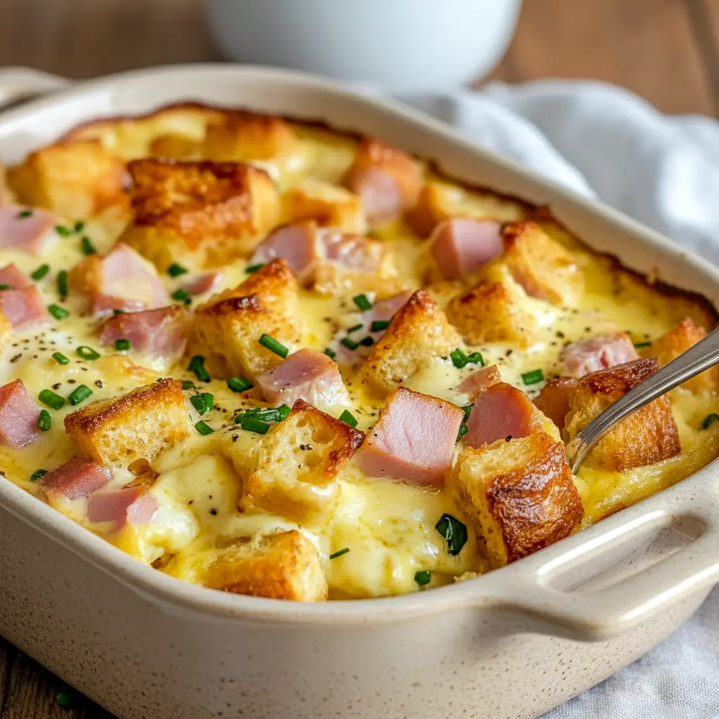 Golden baked Eggs Benedict Casserole topped with creamy hollandaise sauce, the perfect Best Breakfast Ideas For A Crowd and elegant Summer Brunch Dish for family gatherings or weekend mornings.