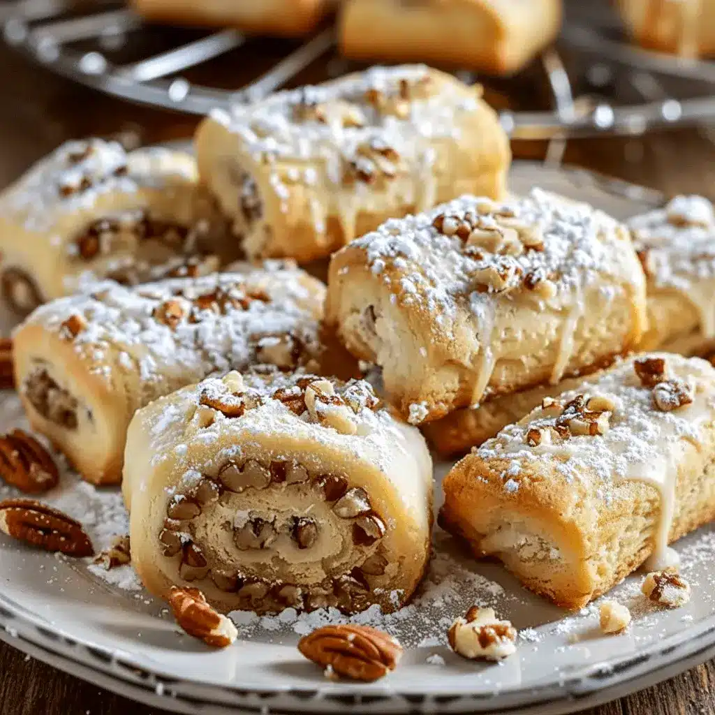 Close-up of golden italian Cookies with swirls of rich nut filling — the Best Nut Roll Recipe baked to perfection, showcasing a tender, flaky texture and irresistible aroma.