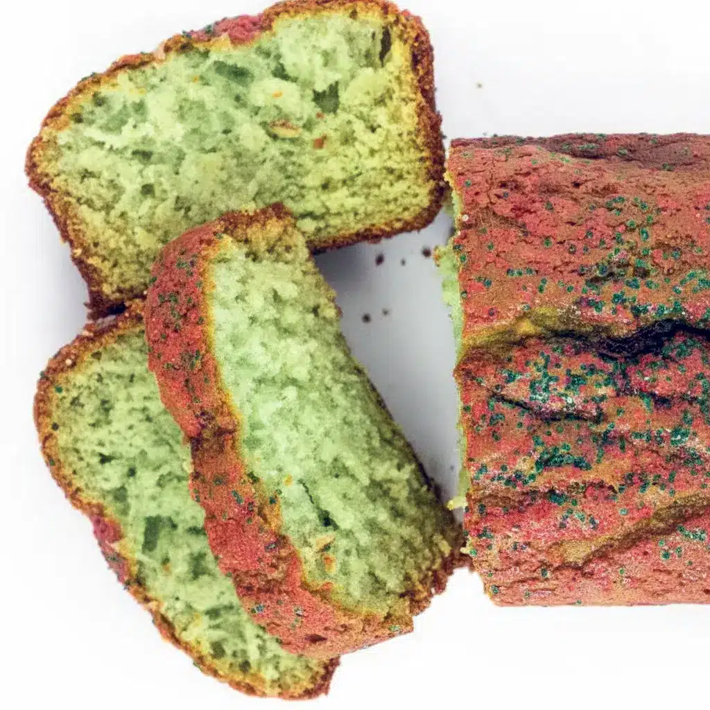 A golden-green loaf of Pistachio Bread topped with sprinkles, sliced on a holiday table—an easy, festive Holiday Bread perfect for gifting and celebrating.