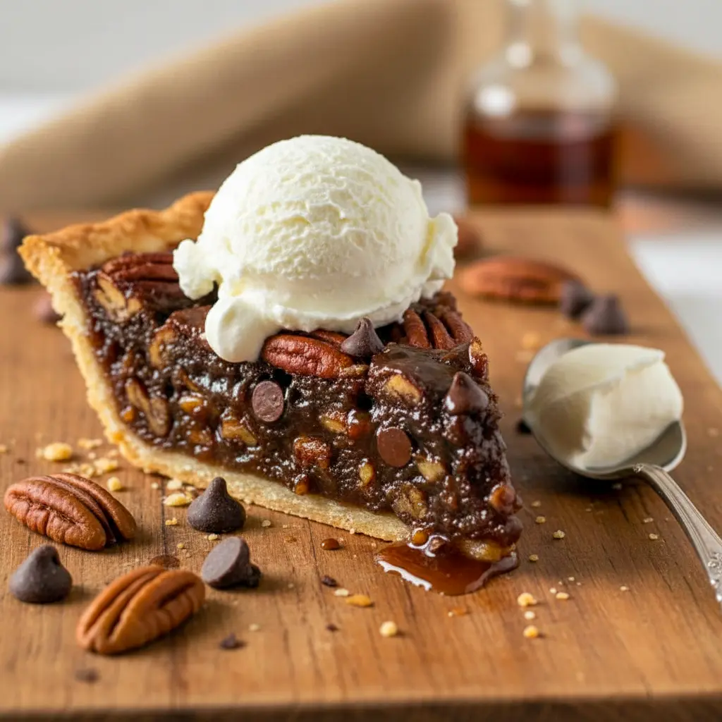 Thanksgiving Chocolate Dessert Ideas — glossy slice of Bourbon Chocolate Pecan Pie with toasted pecans, a nod to Dessert Recipes With Bourbon and Black Bottom Bourbon Pecan Pie, cozy enough for Country Style Desserts, perfect as a Chocolate Thanksgiving Pie or Chocolate Christmas Pie, the top pick for Thanksgiving Dessert Ideas Chocolate, a decadent Bourbon Pie and ideal Chocolate Dessert For Thanksgiving.