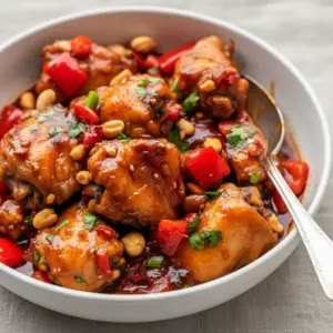 Best Recipes Crockpot — slow-cooker Kung Pao chicken glazed in sticky sauce with peanuts and red peppers, shown in a ceramic crock; a vivid Crock Pot Dish photo that represents tasty Good Crockpot Chicken Recipes, chunky Crockpot Chicken Chunks and spicy Hot Pot Chicken Recipes, a cozy Pots Recipes shot that doubles as an Elevated Crockpot Meals idea and practical Dinner Ideas In Crockpot.