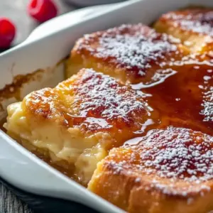 Caramel-topped Creme Brulee French Toast Casserole slice (close-up) of Creme Brulee French Toast for a cozy French Toast Breakfast — a sticky French Toast Bake and dreamy Breakfast Sweets French Toast Casserole inspired by Crème Brûlée, great for Breakfast Recipes Casserole or Abendessen Rezepte.