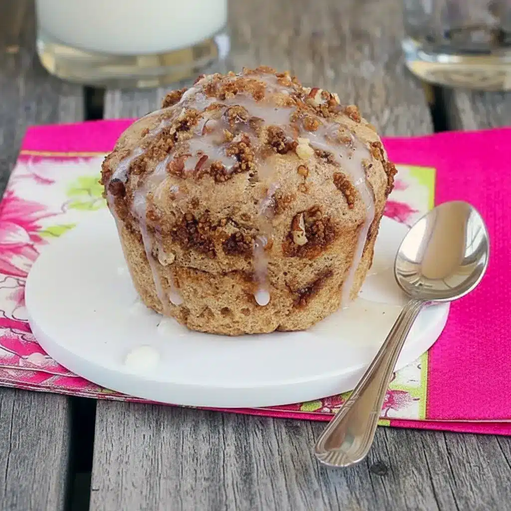 Single-serve mug cake with golden streusel topping, served warm in a white mug, Coffee Mug Cake.