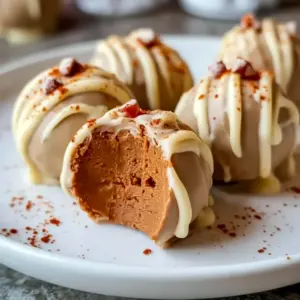 Close-up of white-chocolate-coated gingerbread bites on parchment, styled as Cute Christmas Deserts; these Xmas Truffles are simple Christmas Truffle Recipes and can be a lighter option for Christmas Treats Healthy swaps, Cozy Christmas Treats.