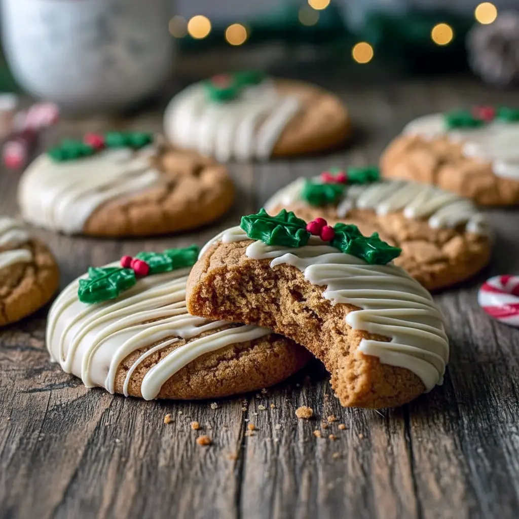 Plate of half-dipped White Chocolate Christmas Cookies with holly sprinkles, ideal for Christmas Themed Baking, Christmas Cinnamon Cookies.
